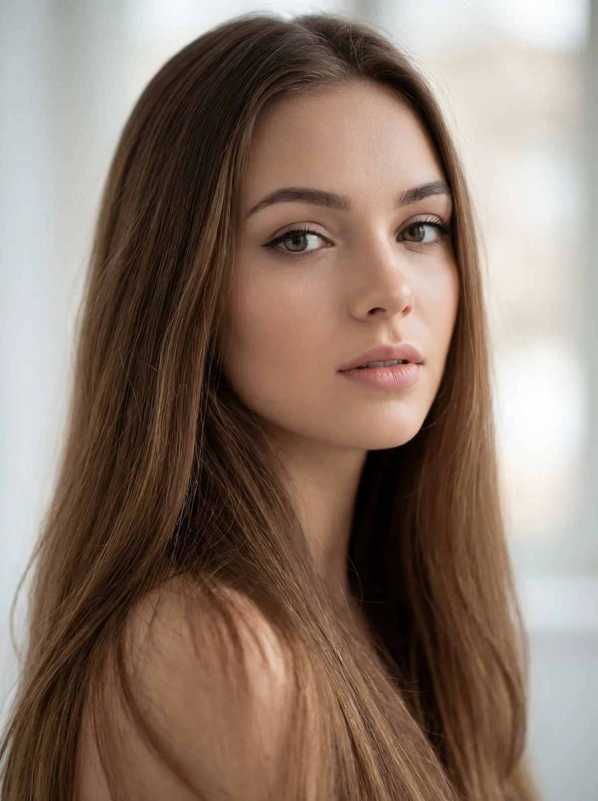 Красивая девушка с длинными шелковистыми волосами