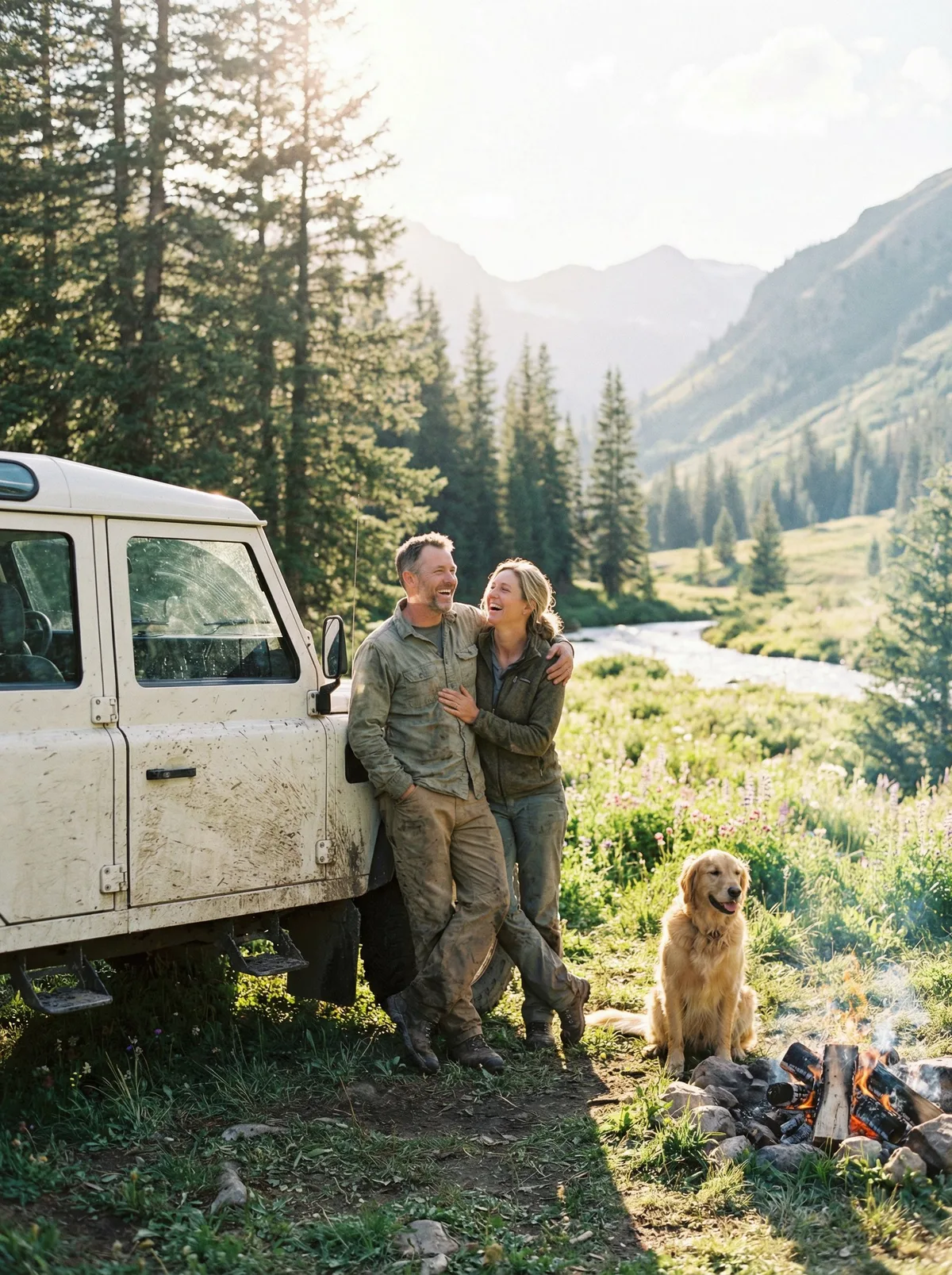 Пара у внедорожника на природе