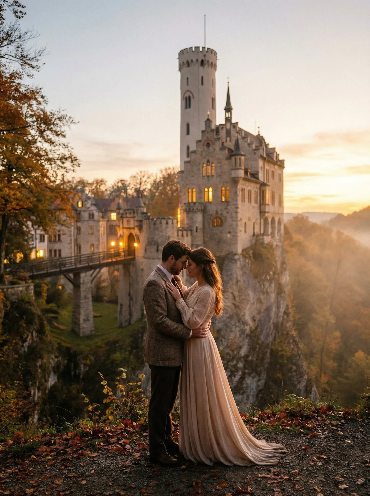 Пара на фоне исторического замка