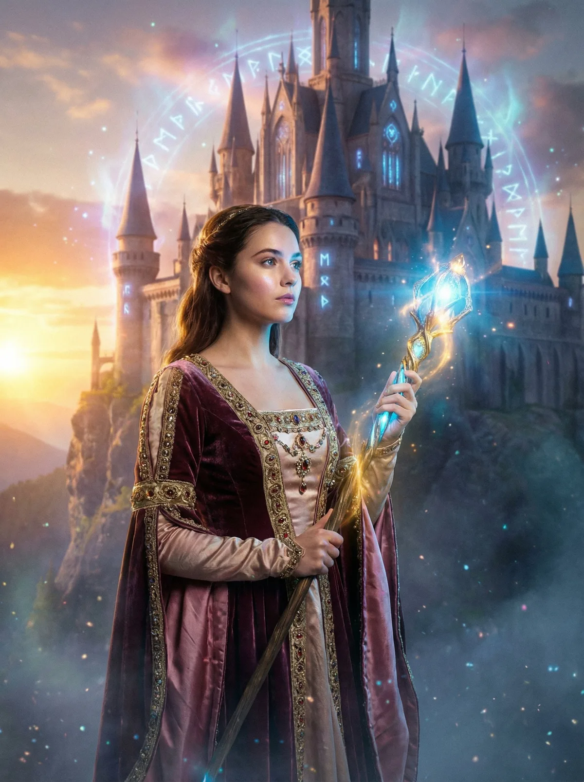 Фэнтезийная принцесса с магическим посохом