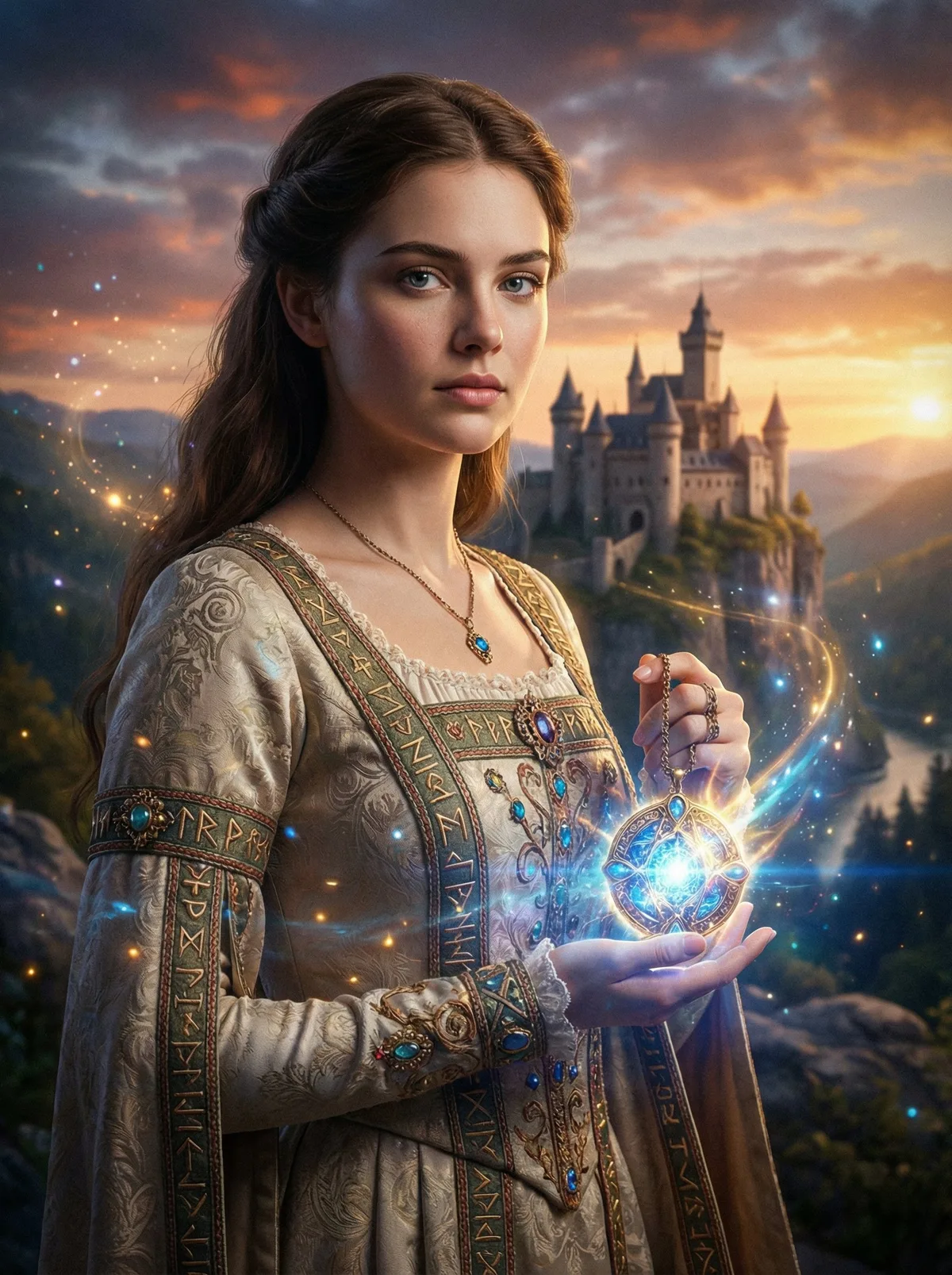 Фэнтезийная принцесса с сияющим амулетом