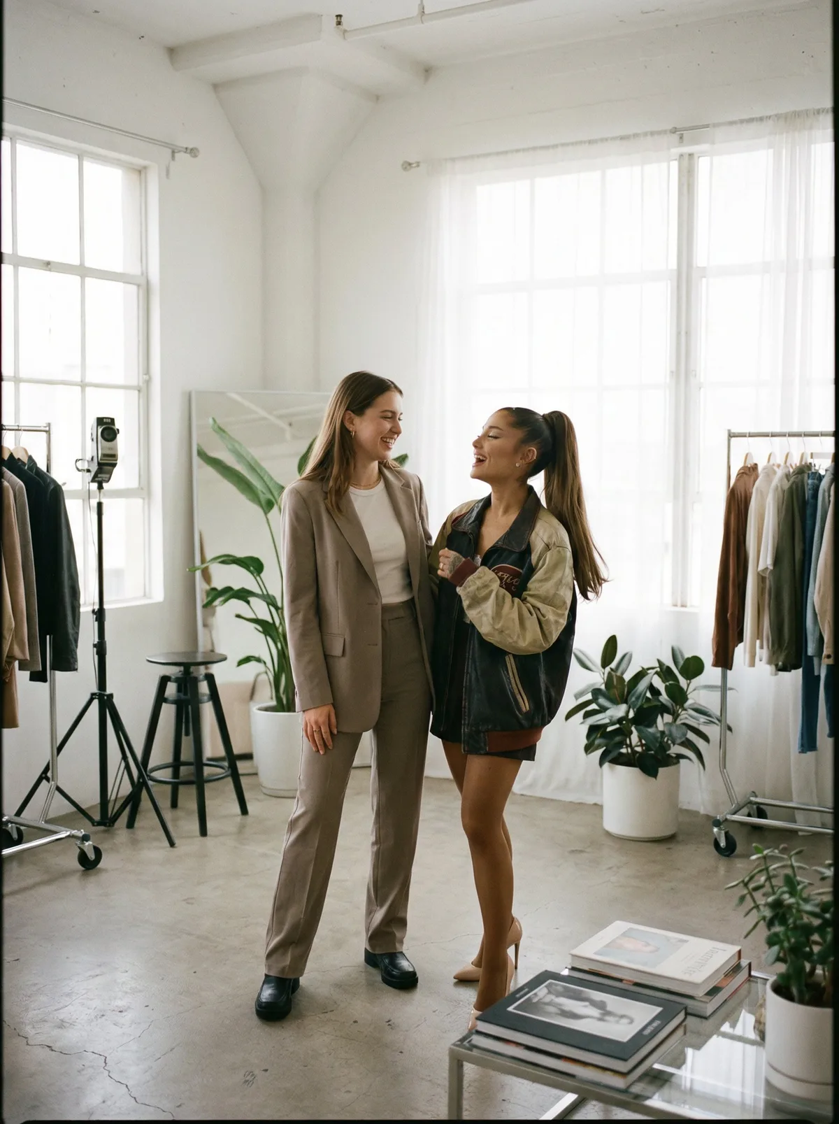 Девушка рядом с Ariana Grande в студии