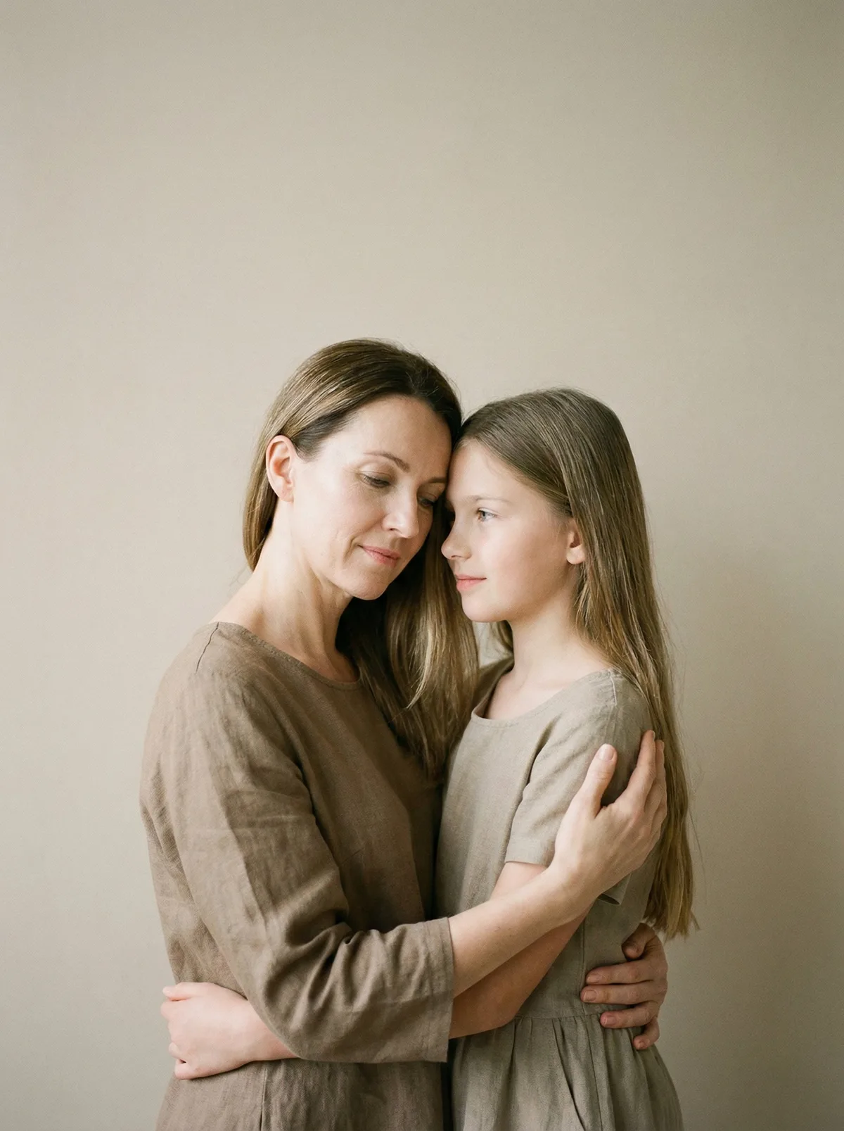 Портрет мамы и дочери в минималистичном стиле