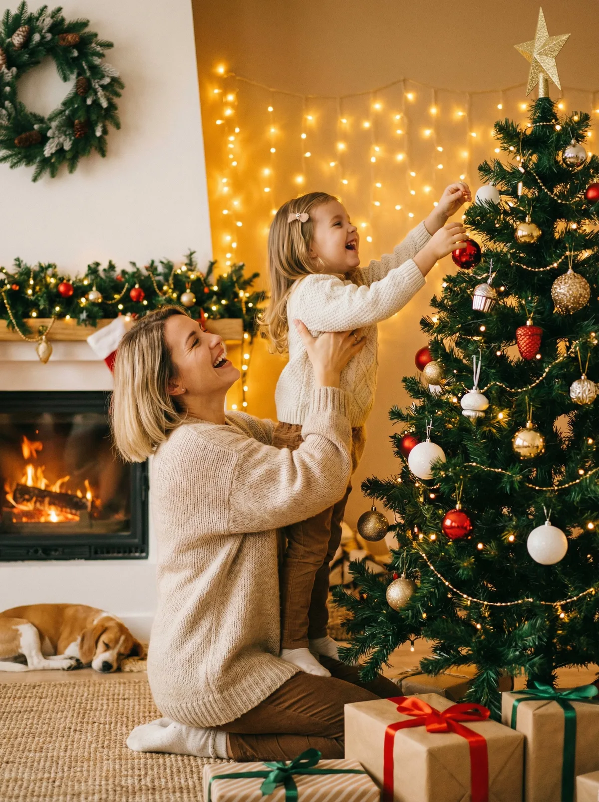 Мама и дочь в новогодней атмосфере