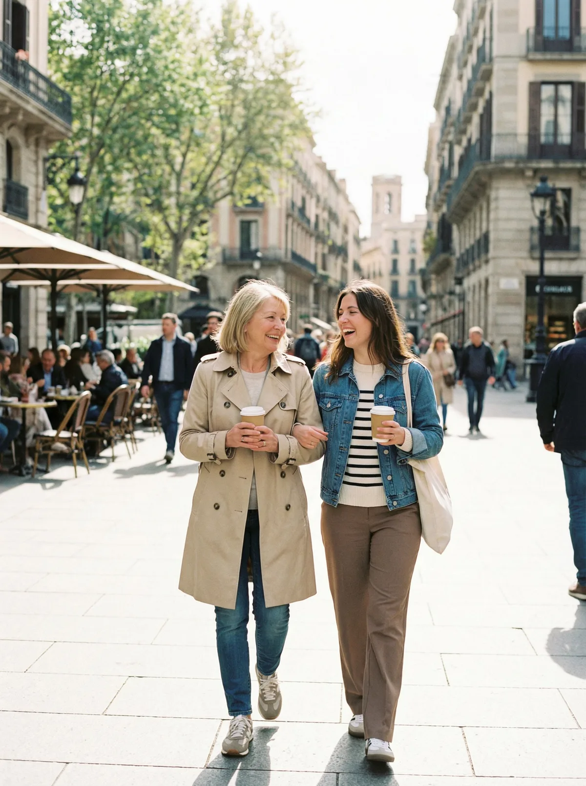Мама и взрослая дочь в городе