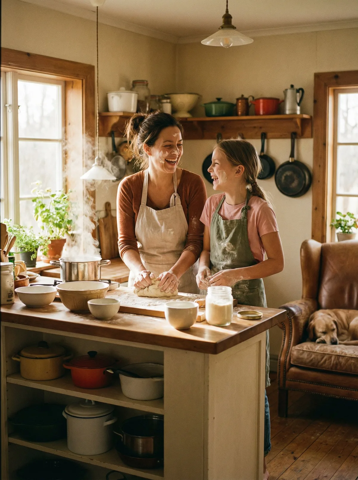 Мама и дочь на кухне