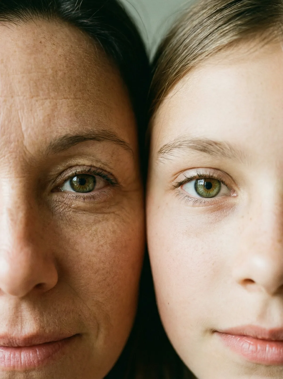 Портрет мамы и дочери с акцентом на глаза