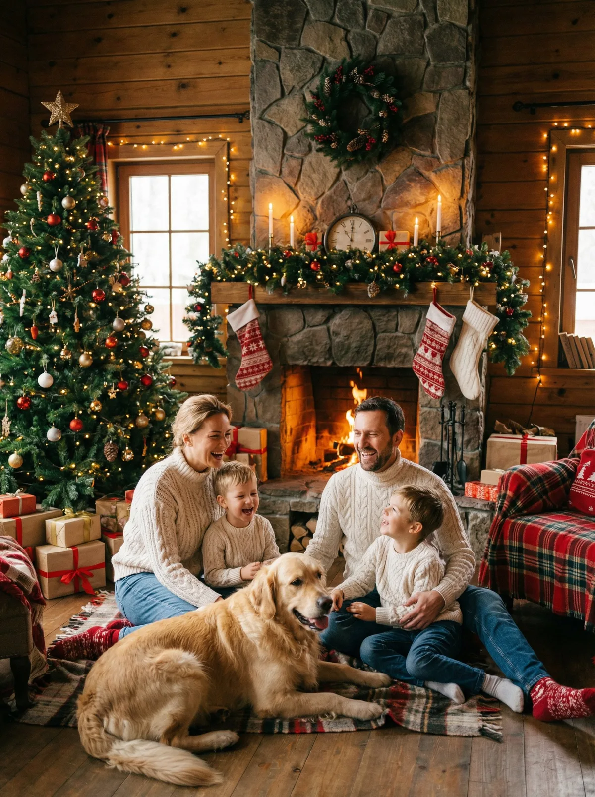 Семейная фотосессия у камина
