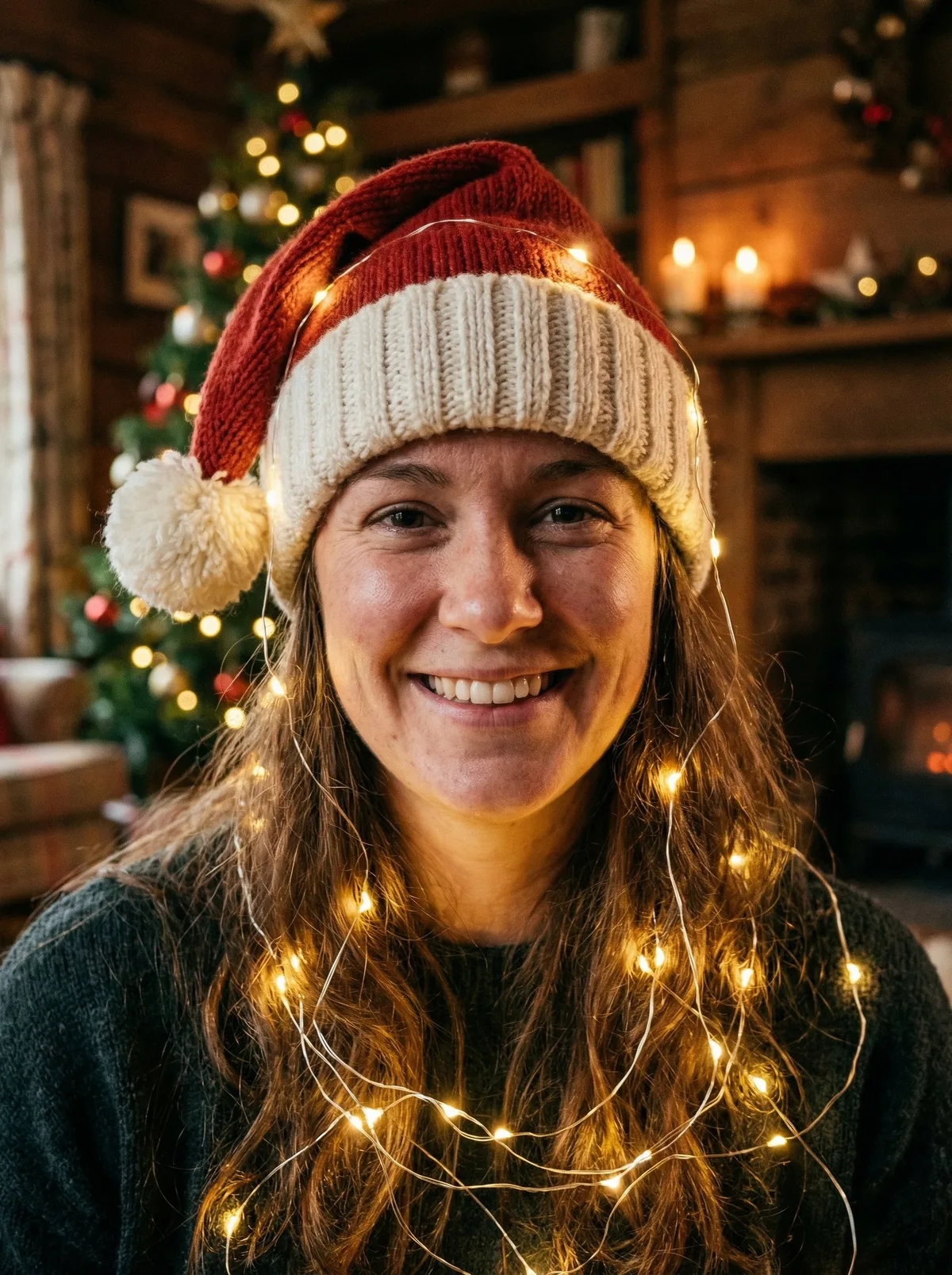 Портрет с новогодними аксессуарами