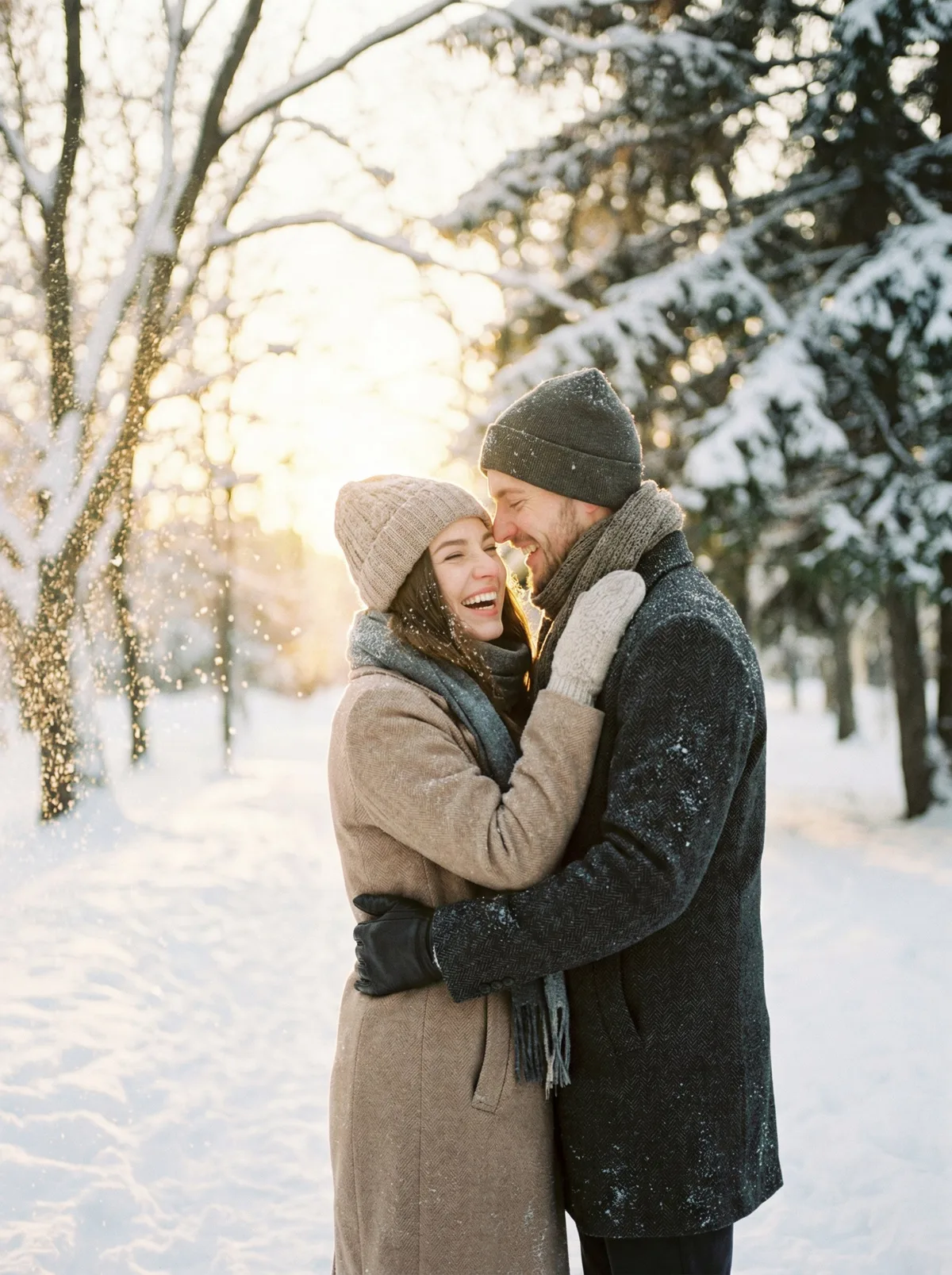 Пара в зимнем парке