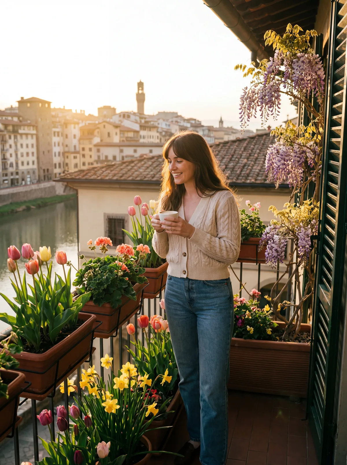 Креативный портрет девушки в цветочной композиции