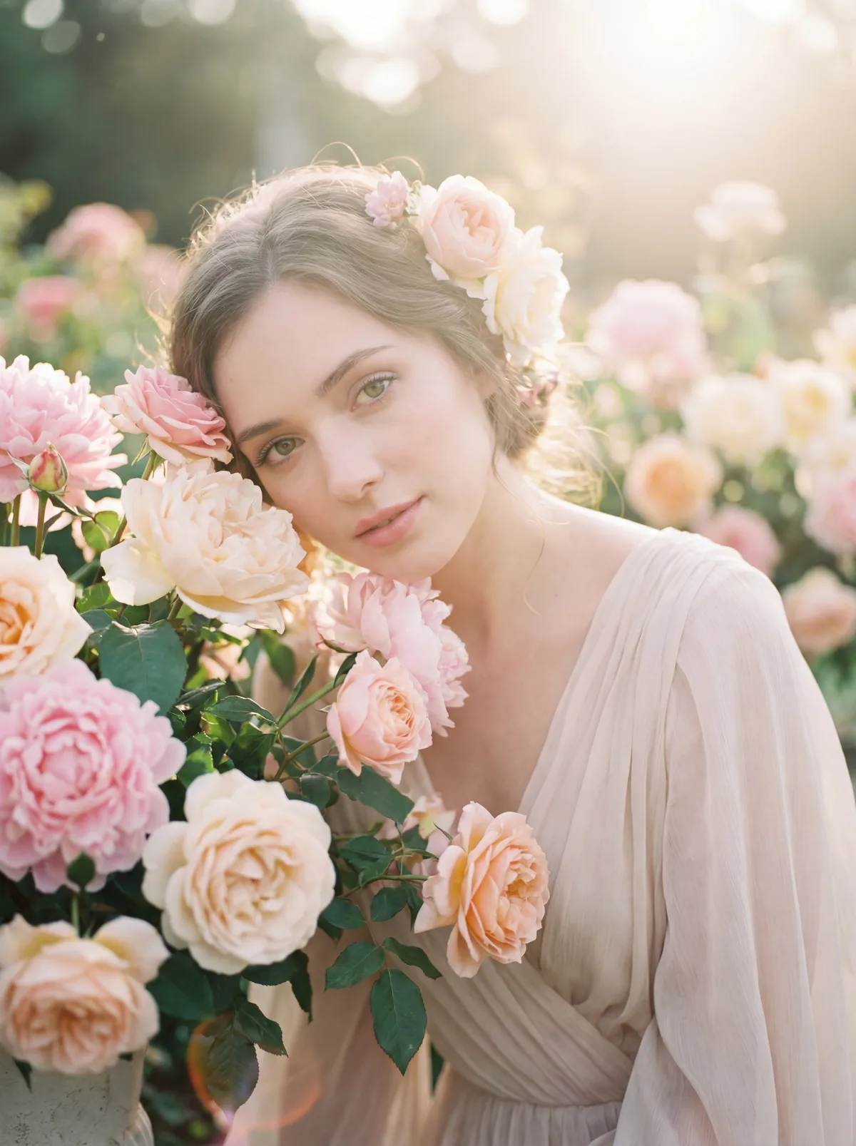 Портрет девушки среди цветов