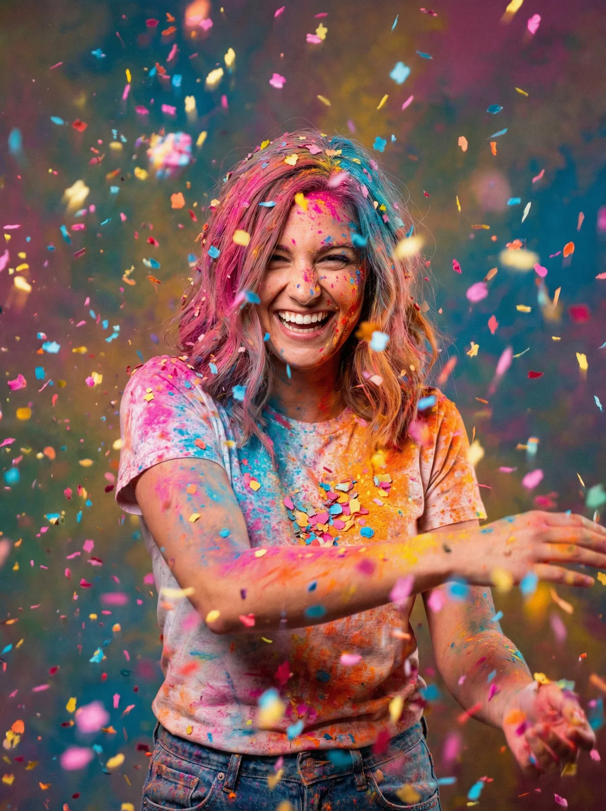 Креативный портрет с конфетти