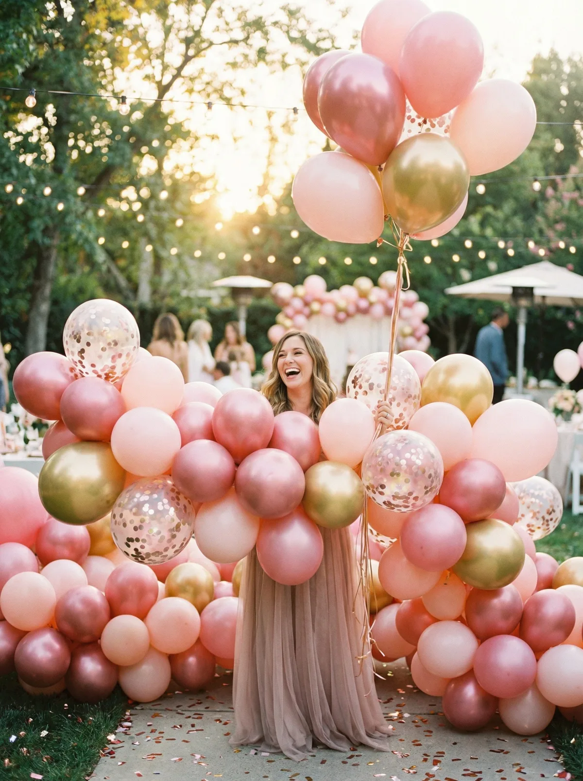 Девушка с большим букетом шаров