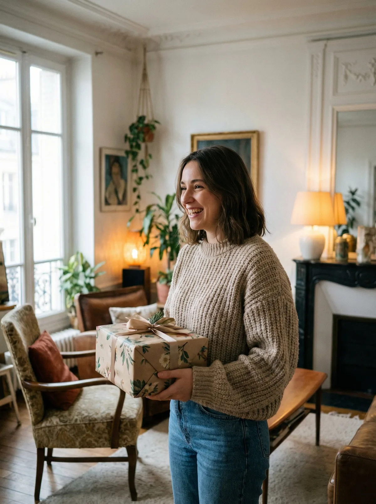 Девушка с подарочной коробкой