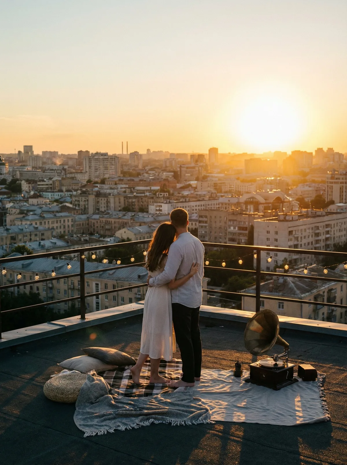 Пара на крыше здания