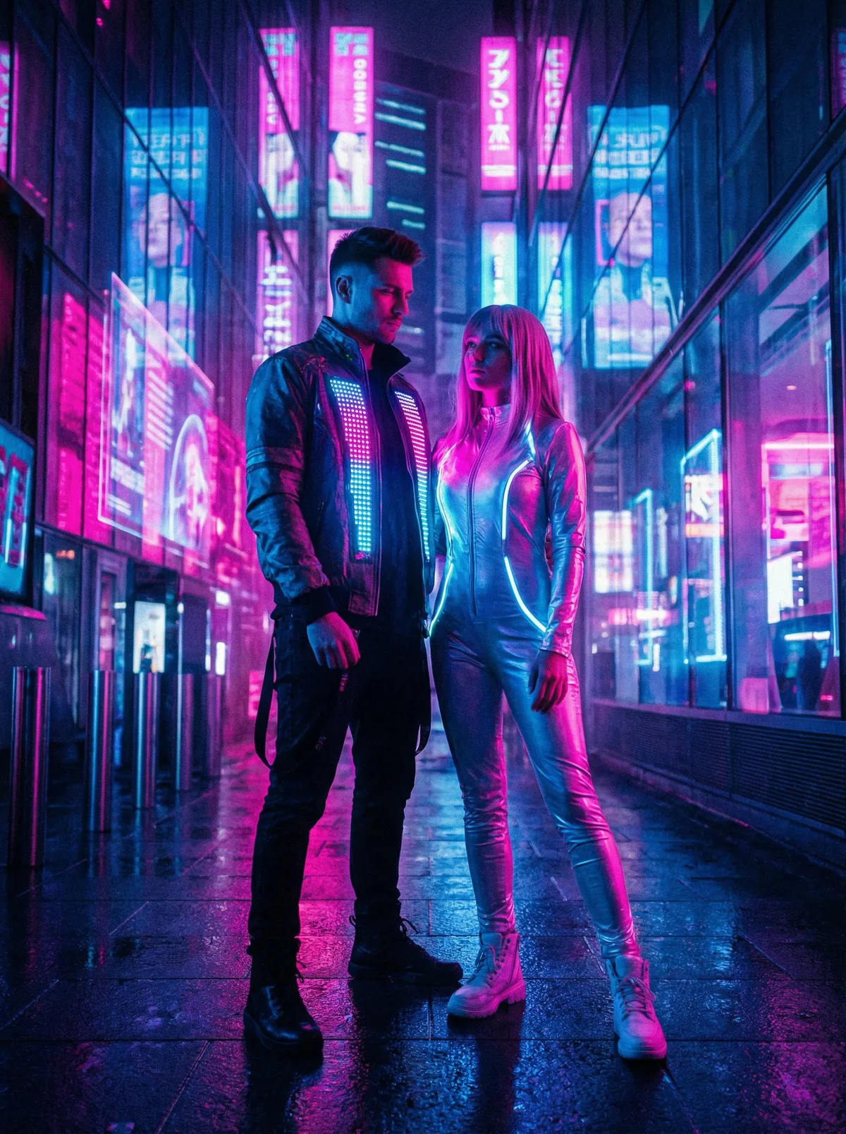 Пара в неоновом освещении