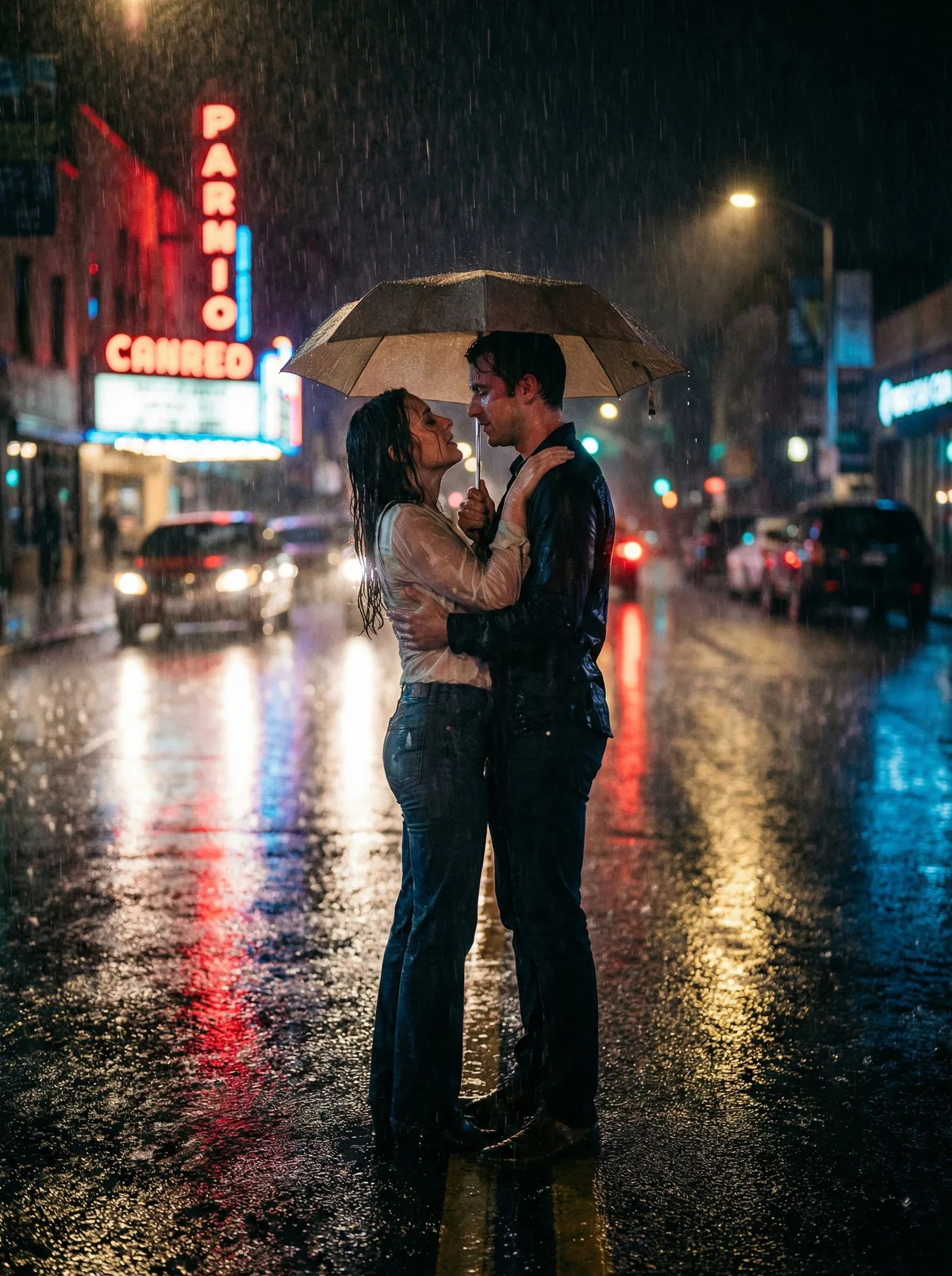 Пара под дождем