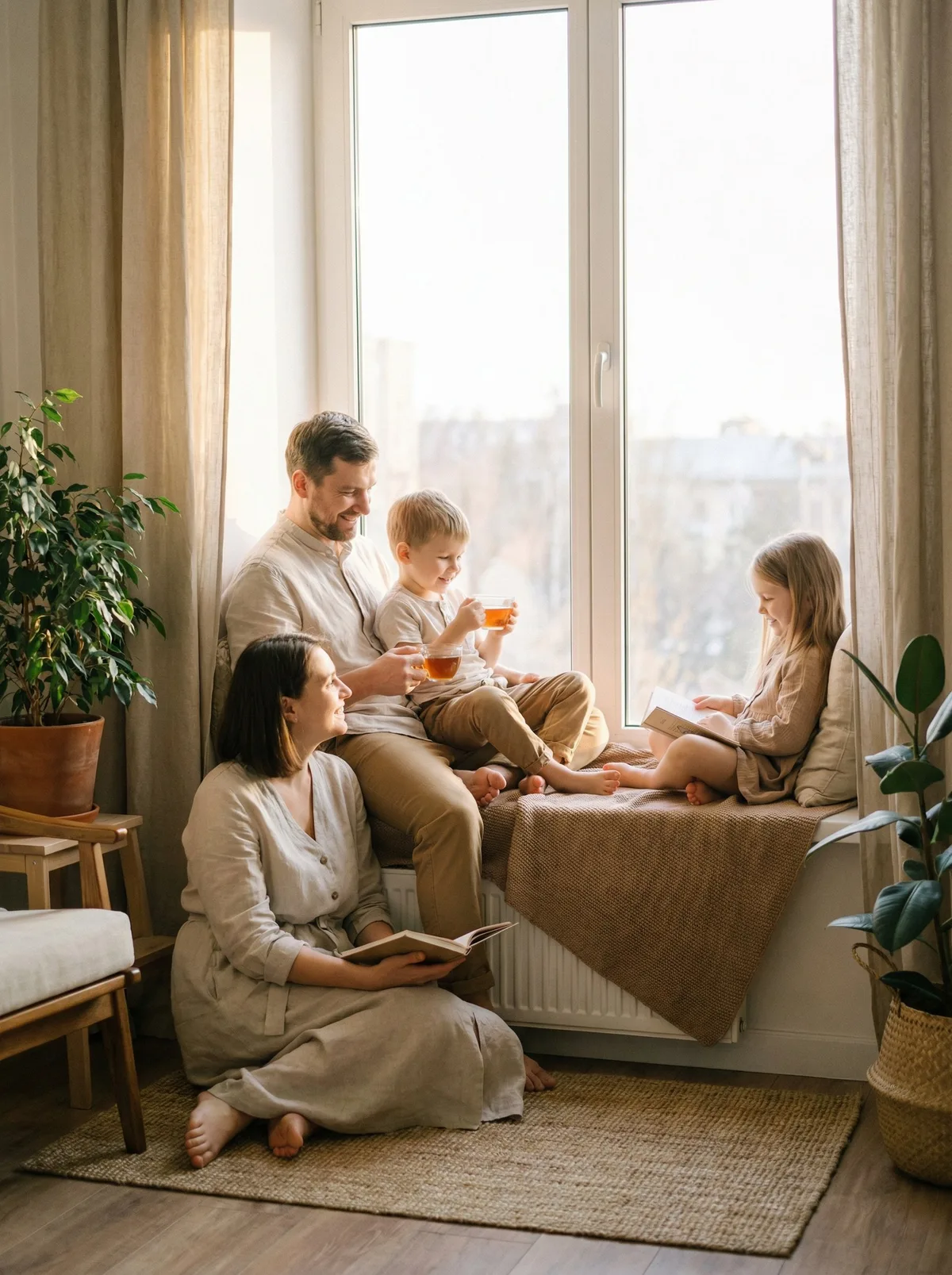 Семья у окна